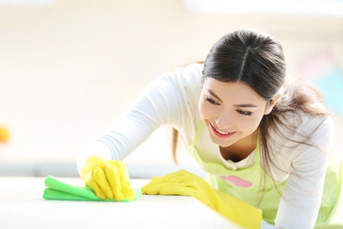Carpet cleaning equipment working on a living room floor